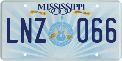 MS license plate LNZ066