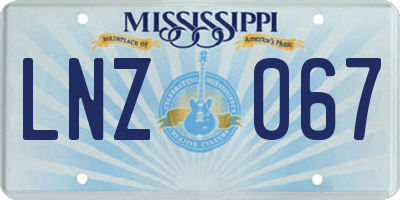 MS license plate LNZ067