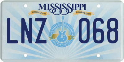 MS license plate LNZ068