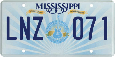 MS license plate LNZ071
