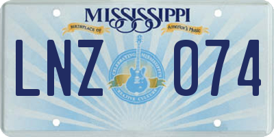 MS license plate LNZ074