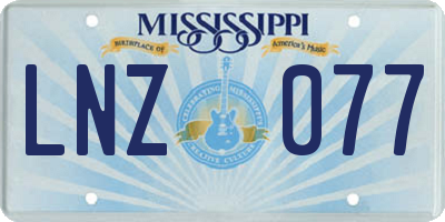 MS license plate LNZ077