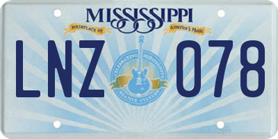 MS license plate LNZ078