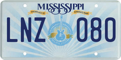 MS license plate LNZ080