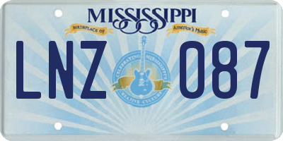 MS license plate LNZ087