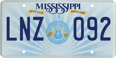 MS license plate LNZ092