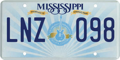 MS license plate LNZ098