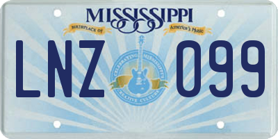 MS license plate LNZ099