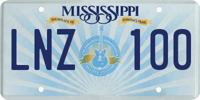 MS license plate LNZ100