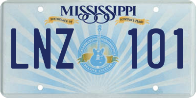 MS license plate LNZ101