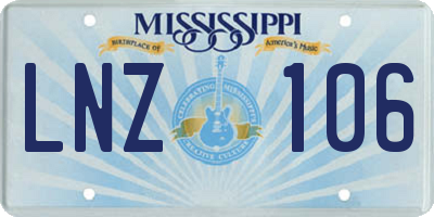 MS license plate LNZ106
