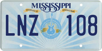 MS license plate LNZ108