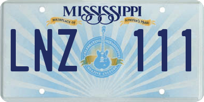 MS license plate LNZ111