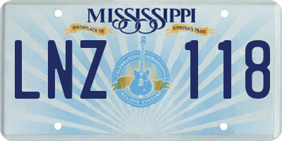MS license plate LNZ118