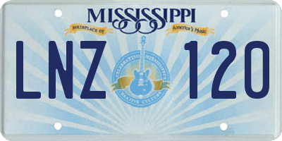 MS license plate LNZ120