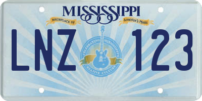 MS license plate LNZ123
