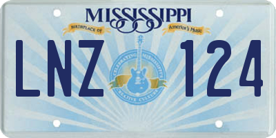 MS license plate LNZ124