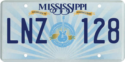 MS license plate LNZ128