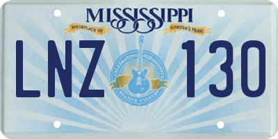 MS license plate LNZ130