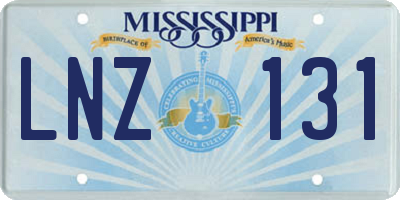 MS license plate LNZ131
