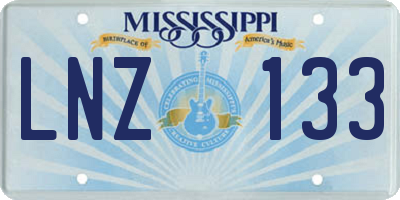 MS license plate LNZ133