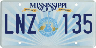 MS license plate LNZ135