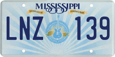 MS license plate LNZ139