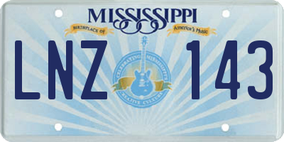 MS license plate LNZ143