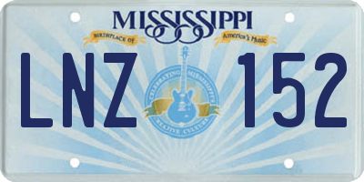 MS license plate LNZ152