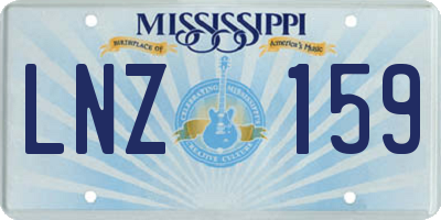 MS license plate LNZ159