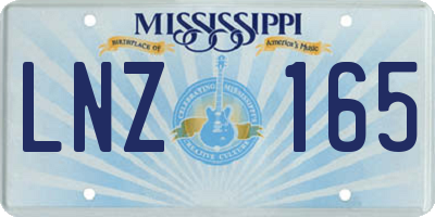 MS license plate LNZ165