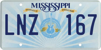 MS license plate LNZ167