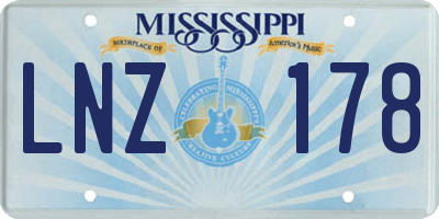 MS license plate LNZ178