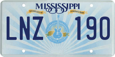 MS license plate LNZ190