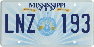 MS license plate LNZ193