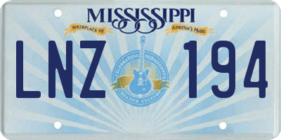 MS license plate LNZ194