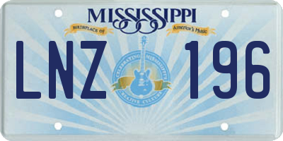 MS license plate LNZ196