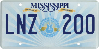 MS license plate LNZ200