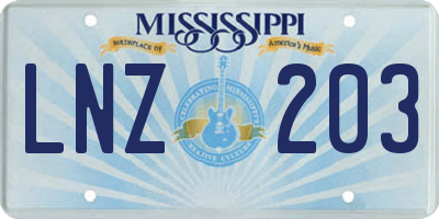MS license plate LNZ203