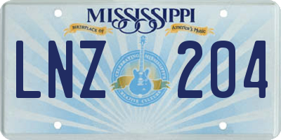 MS license plate LNZ204
