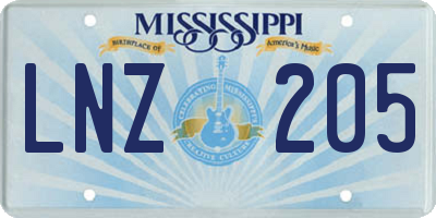 MS license plate LNZ205