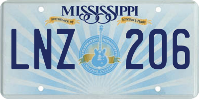 MS license plate LNZ206