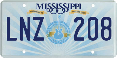 MS license plate LNZ208