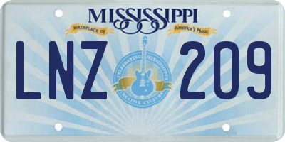 MS license plate LNZ209