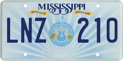 MS license plate LNZ210