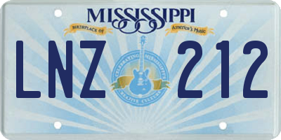 MS license plate LNZ212