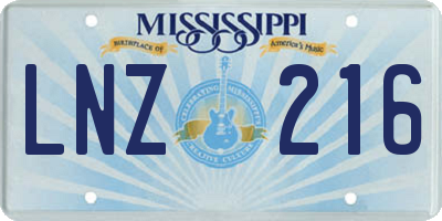 MS license plate LNZ216