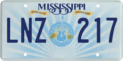 MS license plate LNZ217