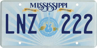 MS license plate LNZ222