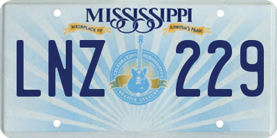 MS license plate LNZ229